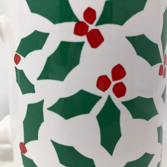 Waechtersbach Pottery Christmas Mugs Lot of 3  Red Green All Over Holly Berry - Picture 5 of 10